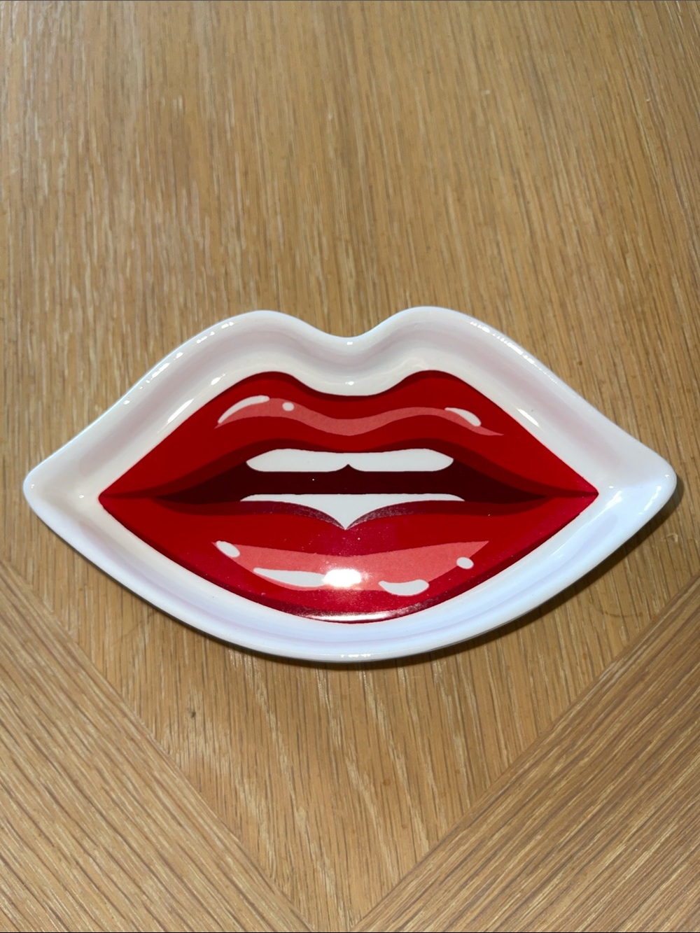 Ashland Red Lip-Shaped Ceramic Trinket Dish